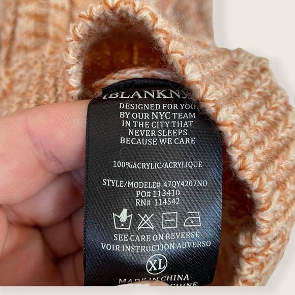 NWT Blank NYC Heather Ribbed Crewneck Sweater Size XL Tan/white knit mix - Picture 9 of 12